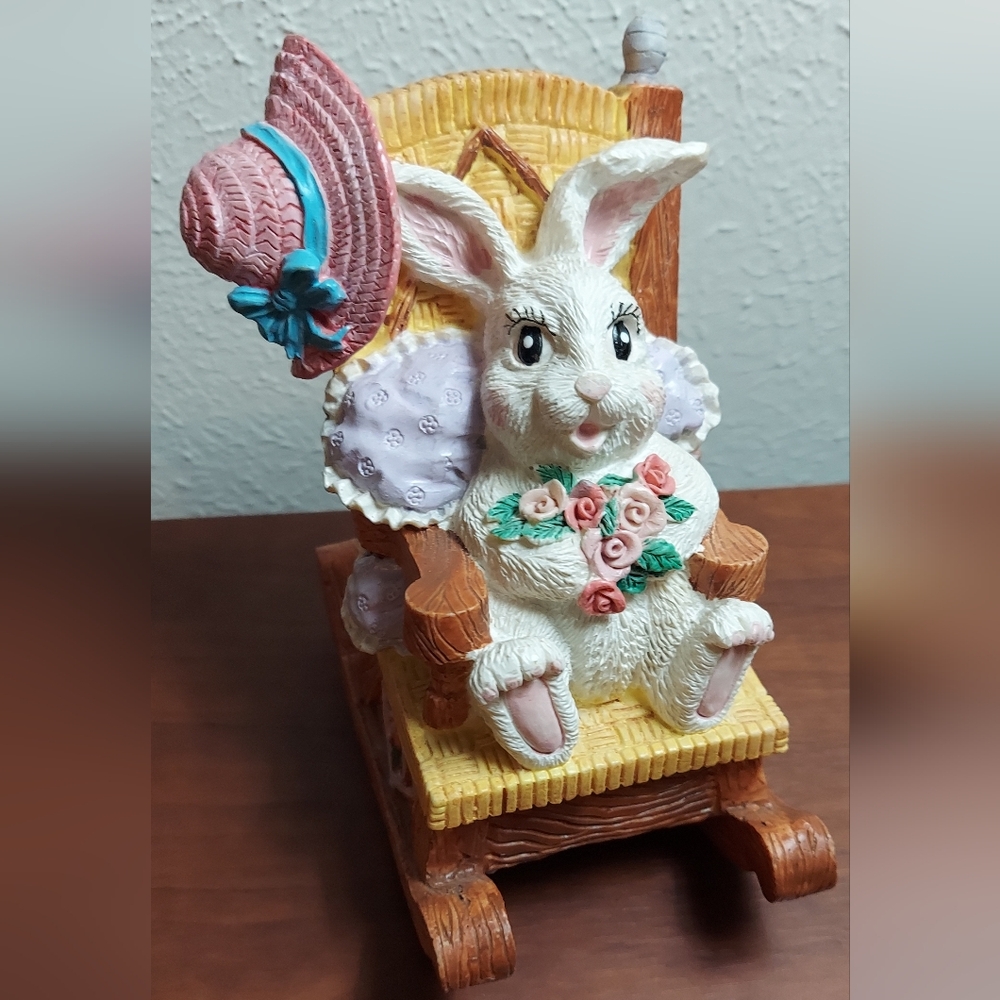 Charming Bunny Figurine with Hat Music Box In Your Easter Bonnet